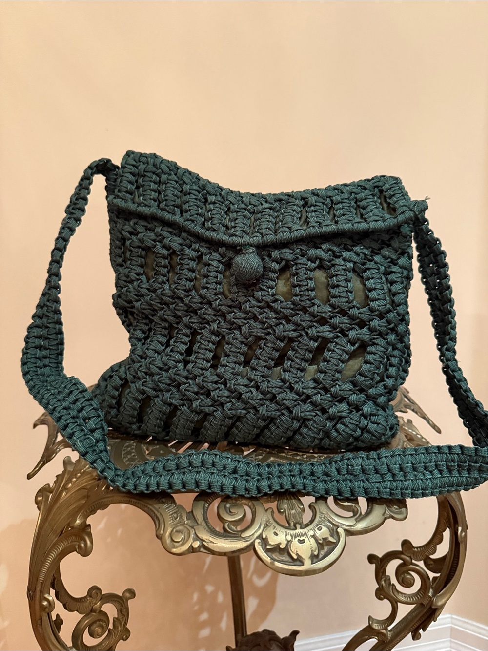 Macrame Dark Green Crossbody Bag